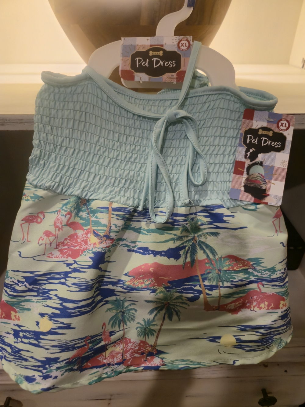 Mint Tropical Pet Dress with Flamingo Print